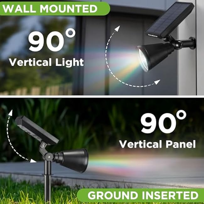 InnoGear Solar Lights Outdoor Waterproof Solar Garden Light for Outside Yard Landscape Lighting Pathway Spot Lights Spotlight Wall Light Auto On/Off, Pack of 4 (Multicolor)