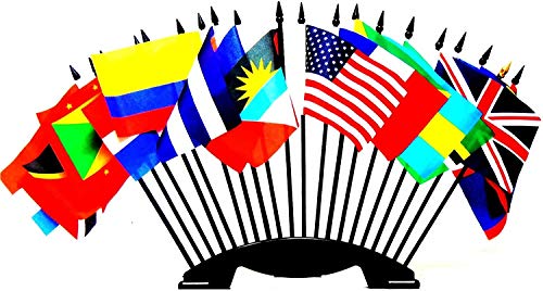 Caribbean Islands World Flag Set with BASE-20 Polyester 4"x6" Flags, One Flag for Each Country in The Caribbean Flag Centerpiece, 4x6 Miniature Desk & Table Flags, Small Mini Stick Flags