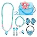 Hifot Bijoux Enfants Petites Filles Sac à Main en Peluche Collier Bracelet Boucles d'oreilles Bague Pinces à Cheveux Set, Robe Princesse Bijoux de Fantaisie Cadeaux de fête