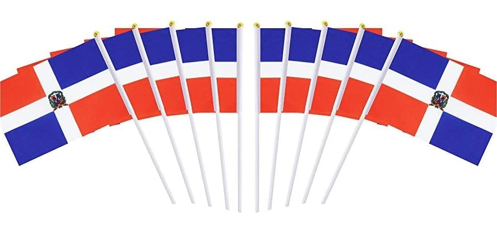 10 Pack Dominican Dominicans Flags on Stick 5x8 Inch,Patriotic Decorations,Classroom Decor,Small Mini Flags on Sticks,Flag Decorations for Party.