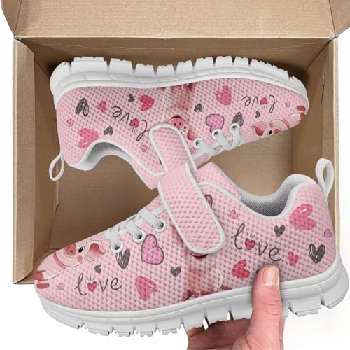 Unisex-Child White Boys Girls Shoes Antiskid Tennis Sneakers Outdoor Casual Kids Shoes Running Shoes(Little Kid/Big Kid) Pink Pig Pattern White Sole2