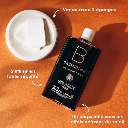 MOLYNEUX Bronzine, Maquillaje fluido para el cuerpo, leche teñida para el cuerpo, autobronceador, fabricado en Francia, 200ml - Imagen 5