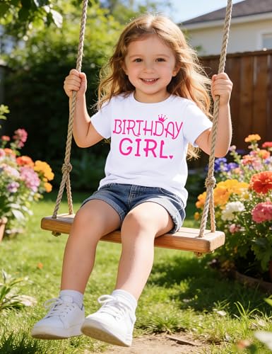 Image of Birthday Girl Shirt Toddler Baby Girls Birthday Outfit Cotton T-Shirt Size 2-10 Years