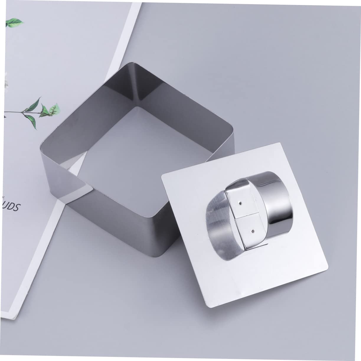 Cabilock 2 Pcs 430 Stainless Steel Mousse Ring Molds for Baking Cake Making Square Shaped Non-stick Baking Tool