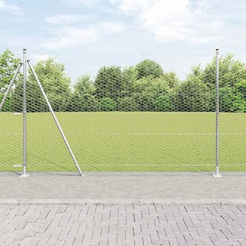 Zaunpfosten Silber, 10 x 1,6 m (36 mm Maschenweite) Stahl, robust, wetterfest für Garten, Hof und sichere Tierhaltung