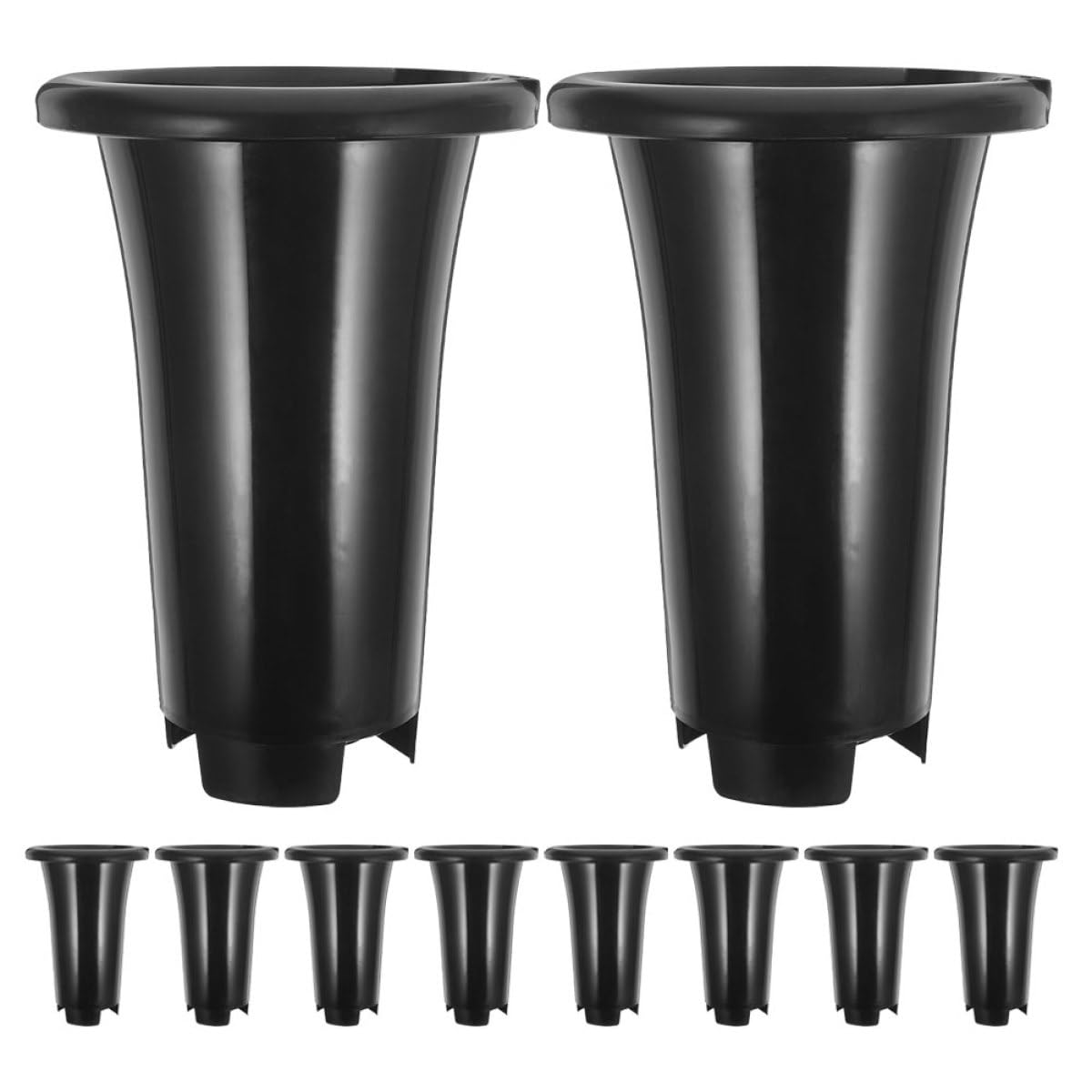 Sewroro Lot de 10 Pots de Pépinière à Orchidées Noirs Extra Grands Ronds en Plastique PP Épais et Respirant 159 MM Diamètre X 249 MM Hauteur pour Jardinage et Culture en Intérieur et