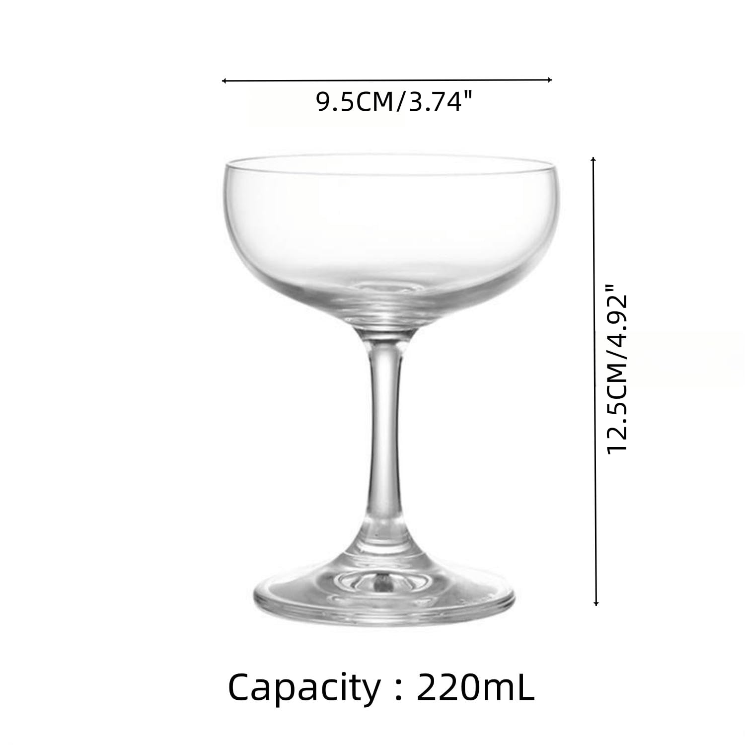 BABALIFINCH Crystal Champagne Coupe Glasses - Set of 2 | 7.4oz | Classic Luxury Cocktail & Wine Glassware, Premium Hand-Blown | Manhattan, Cosmopolitan, Sidecar, Speakeasy 4