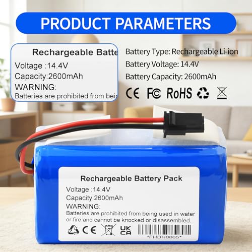 Image of CMICR18650F9M-4S1P Vacuum Battery for Eufy RoboVac LR20 LR30 L35 Hybrid+ | Bagotte BG800 BG850 Ultenic U092-INR-MH1-4S1P Laresar Grande 2 Sweeping Kyvol Cybovac L20 E20 E30 E31 T2996011 14.4V 2600mAh