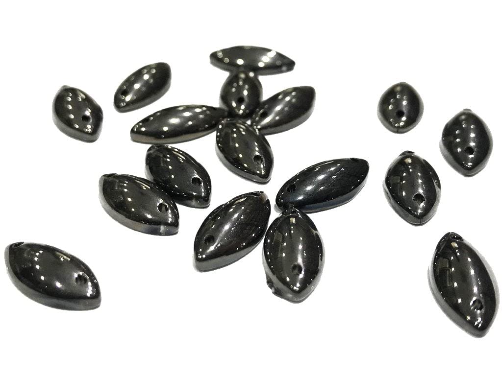 The Design Cart Dark Gray Eye Metallic Glass Stones (14x7 mm) for Making Bracelet,Necklace,Jewelry,Embroidery Work, Art & Craft, Package of 25 Pieces Size 14x7 mm MTC2419-1-113-image-36
