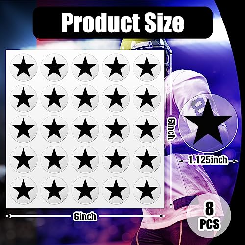 Image of Leinuosen Helmet Stickers Football Baseball Helmet Decals 1-1 /8 Inch Vinyl Sports Football Decals Self Adhesive Hockey Stickers for Hockey, Lacrosse, Batting(Clear Print Black,Star)