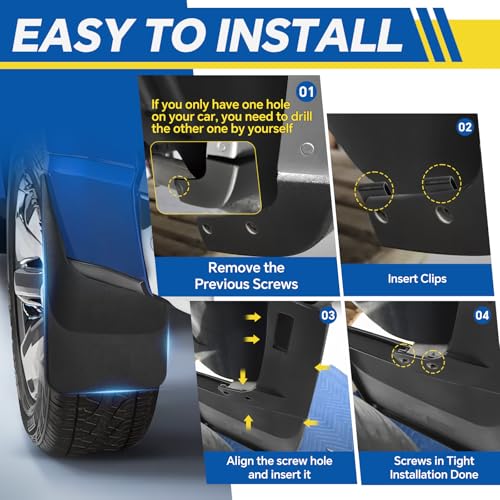 Image of Ford F-150 Mud Flaps 2024 2023 2022 2021 (Set of 4) | Drilling Required Front & Rear Splash Guards | Fits Narrow Fenders | PP+TPE Material | Not for Raptor /Lightning /Fender Flares