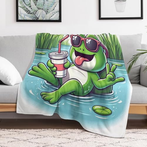 Couverture chaude en flannel lit plaid molleton grenouille toutes saisons