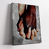 Tuyashua Wall Art Canvas Poster Decorative with Frame (11.5×15 inch), Interracial Couple Holding Hands, Interracial Art Love, Home Wall Decor For Living Room Bathroom Hallway Modern Wall Decor, HBS03
