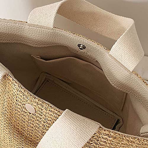 Bolso de playa tejido Straw Beach Bag Tote miniatura 5