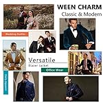 WEEN CHARM Velvet Blazer for Men Slim Fit One Button Sport Coat Tuxedo Jacket for Prom Wedding Party Dinner
