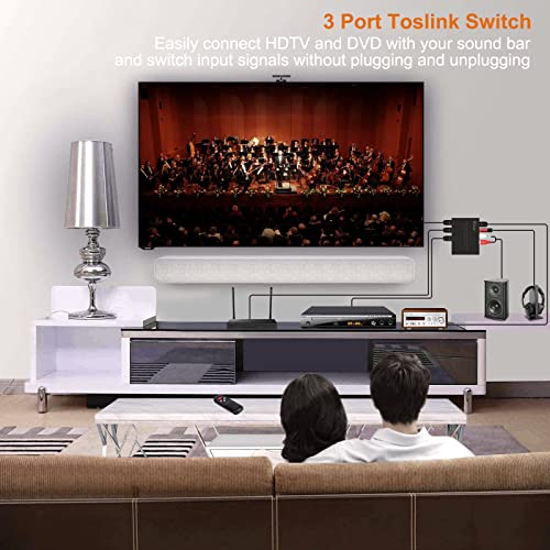 Wiistar Toslink Switch 3X1 Digital Optical Audio Switch 3X1 With Analog Rca And 3.5Mm Support 5.1Ch 5.1Ch/ Lpcm2.0/ Dts #TOP4