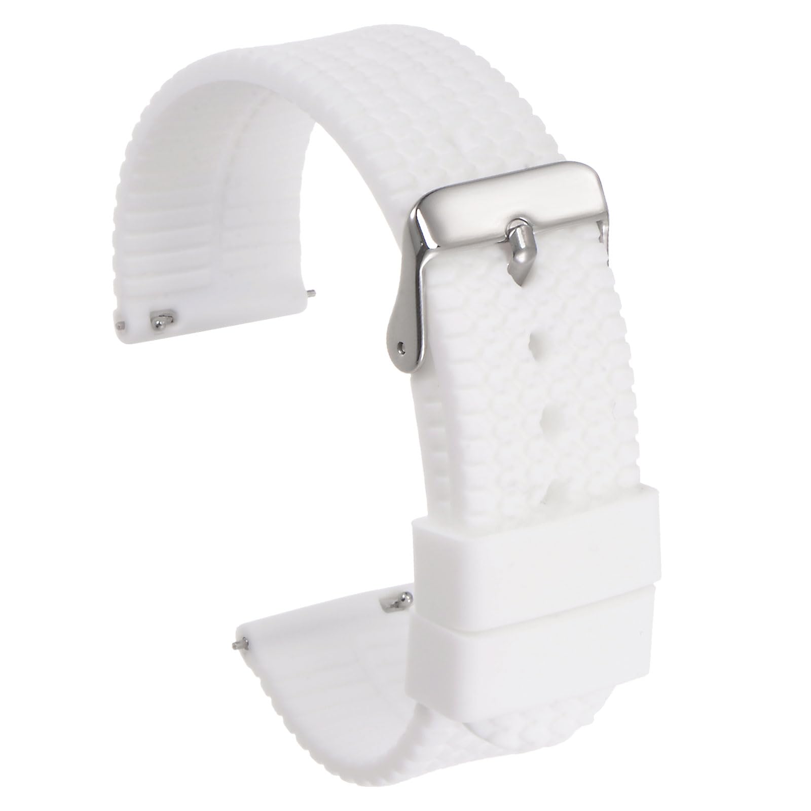 sourcing map Silicone Watch Band 18mm Width Quick Release Soft Rubber Watch Strap with Electroplated Stainless Steel Buckle for Men Women, White