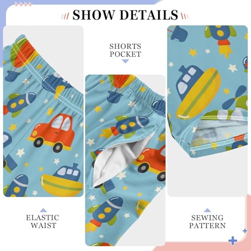 ZZXXB Aircraft Rocket Boys Long Pants Soft Trousers Elastic Waist Kids Lounge Bottoms with Pockets S-XL4