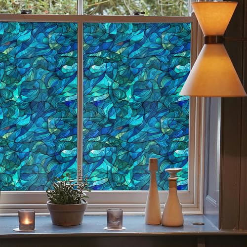 Vinilo adhesivo decorativo para ventana azul pavo real 40x300 cm miniatura 3