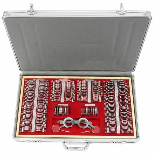 Optical Trial Lens Set Ophthalmic Optometry Lens Eyeglasses Shop Professional Optometry Kit with Trial Frames, and 266 Trial Lenses for Vision Screening, Refractive Error Examination