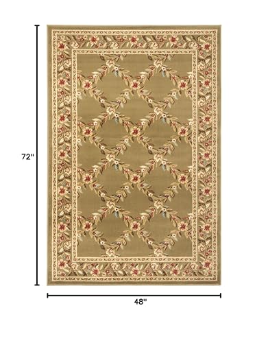 Tapete Decorativo Tradicional Flores 4' x 6' Verde miniatura 2