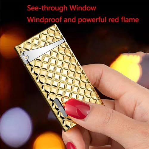 Encendedor metálico mini ultrafino portátil dorado miniatura 3