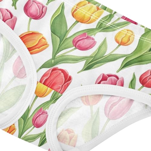 Vibrant Watercolor Tulips Pink Girl Panties Cute Toddler Girls Underwear Cotton Animals Kids Briefs Undies 2t4