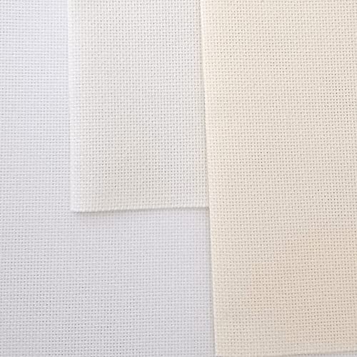 Image of KCS 3 pc of 12 inch x 18 inch 18CT Counted Cotton Aida Cloth Cross Stitch Fabric (White+Antique White+Cream)