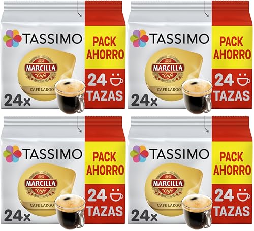 Tassimo Cápsulas de Café Marcilla Largo | 24 Cápsulas Compatibles con Cafetera Tassimo (Paquete de 4)