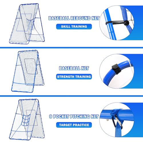 Image of Volleyball Baseball Rebounder Net, Softball Rebounder Pitchback Net Quick Adjustments, Quick Adjustments Lacrosse Bounce Back Practice Equipment, Ideal for Outdoor Indoor and Backyard Training