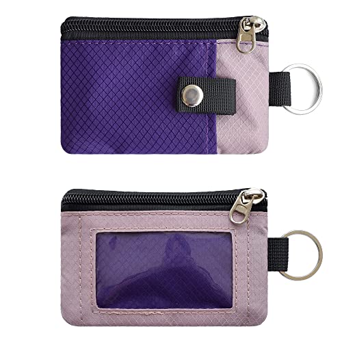 Image of CHENSPRX Minimalist RFID Blocking Small Wallet with ID Window,WaterResistant Zip Id Case Wallet with Lanyard Keychain for Cards,Cash,Travel,Women,Men