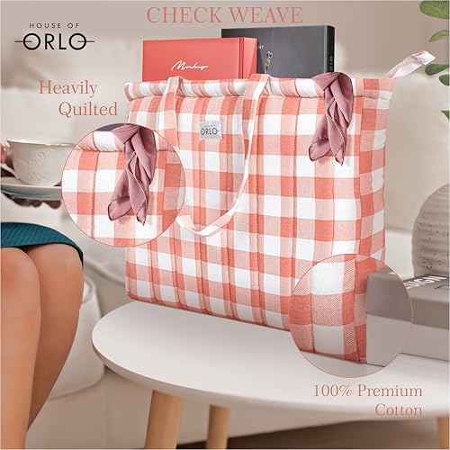 Image of Premium Cotton Waffle Quilted Tote Bag, Large Spacious Handbag for College, Office, Work, Travel, Shopping & Daily Use