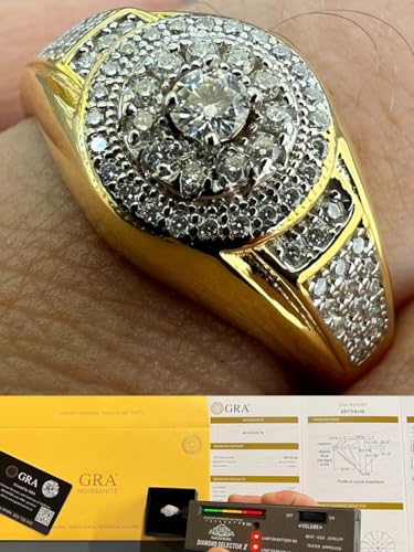 HarlemBling Men’s 0.6ct Moissanite Ring – 14k Gold Over 925 Sterling Silver, 0.25ct Center Stone, VVS D Color, Passes Diamond Tester | Iced Out Round Pinky Ring2