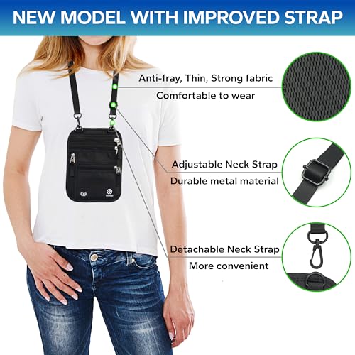 Neck Wallet – Travel Pouch and RFID Blocking Passport Holder for Women and Men, Easy to Conceal Passport Wallet, Slim Travel Wallet to Keep Your Cash, Passport, Cards and Documents Safe (Black)4