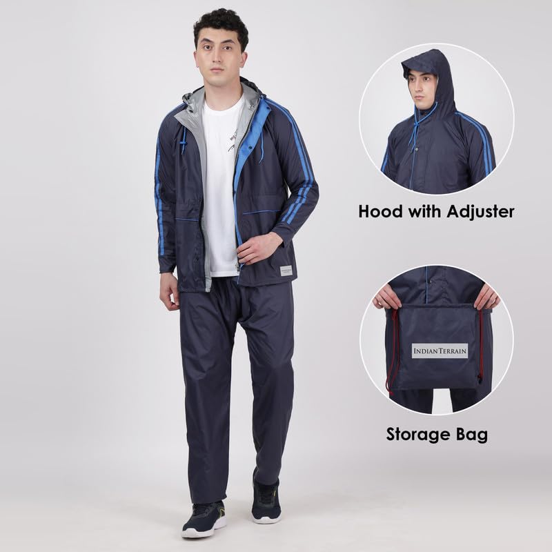 Image of Indian Terrain Men's Rain Coat with Pant and Pocket waterproof and heavy duty