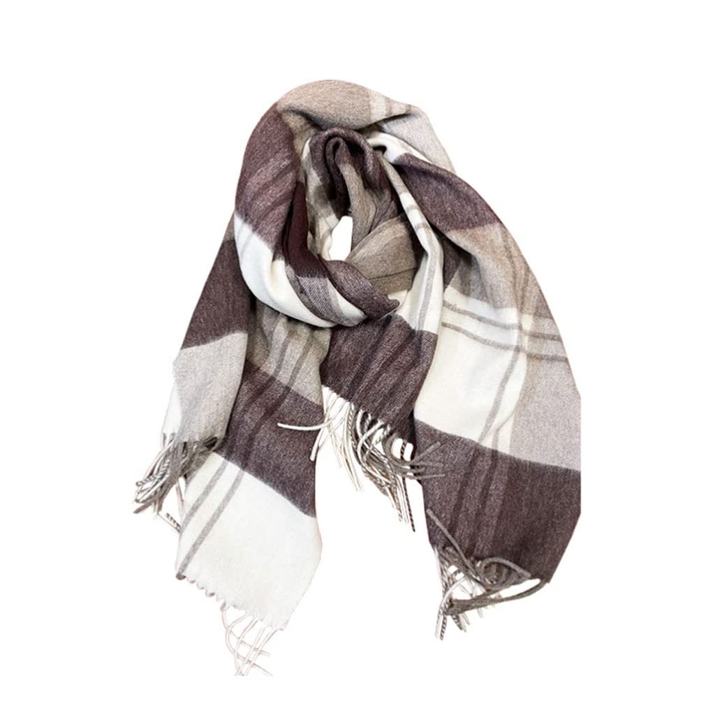 Sciarpa Calda Luxury Plaid Sciarpa Inverno Caldo Cashmere Donne Lunghe Sciarpe Femminili Signora Nappa Scialle Grande avvolgibile per La Vita Quotidiana(Coffee Color)