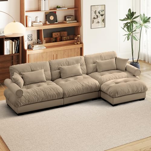Image of SoarFlash SorFlash Sectional Sofas Couches for Living Room, L Shaped Couch Sofa Set, Small Couches for Small Spaces, Apartment with Movable Ottoman, Brown