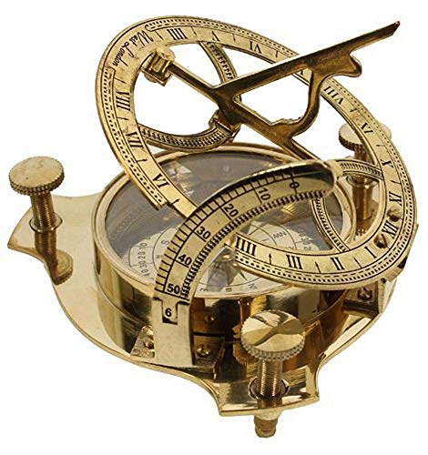 PARIJAT HANDICRAFT 3" Sundial Compass - Solid Brass Sun Dial Beautiful Nautical Sundial Compass - Thumbnail 4