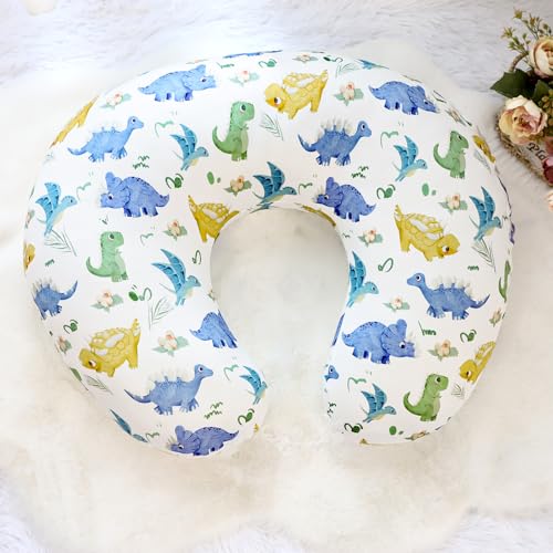 Image of TANOFAR Nursing Pillow Cover, Stretchy Removable Breastfeeding Pillow Cover, Ultra Soft Snug Fits On Newborn Feeding Pillow Case for Baby Boys, Dinosaur
