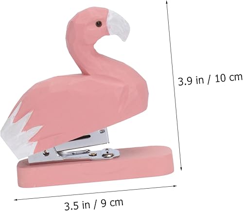 Miniatura 3 de Grapadora de madera, 2 piezas, grapadoras de oficina de alcantarillado crreativo estándar novedad años flamenco máquina de escritorio grapadora de