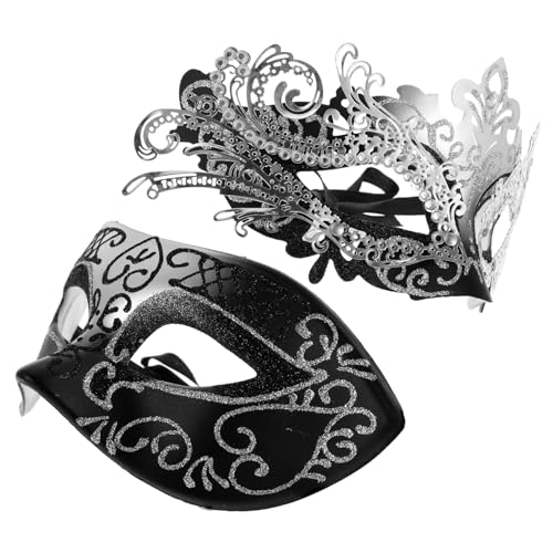 KESYOO 2pcs Halloween Mask Masquerade Props Black Masquerade and Costume Mask Masquerade Eye Cover Full Face Halloween Facemask Mask Cosplay Party Masquerade Masks Plastic