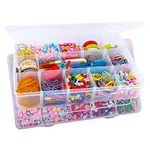 Image of Exptolii 15 Large Grids Plastic Organizer Box with Dividers, 2 Pack Clear Compartment Container Storage for Washi Tapes Beads Crafts Jewelry Fishing Tackles, Size 11 x 6.3 x 2.2 in