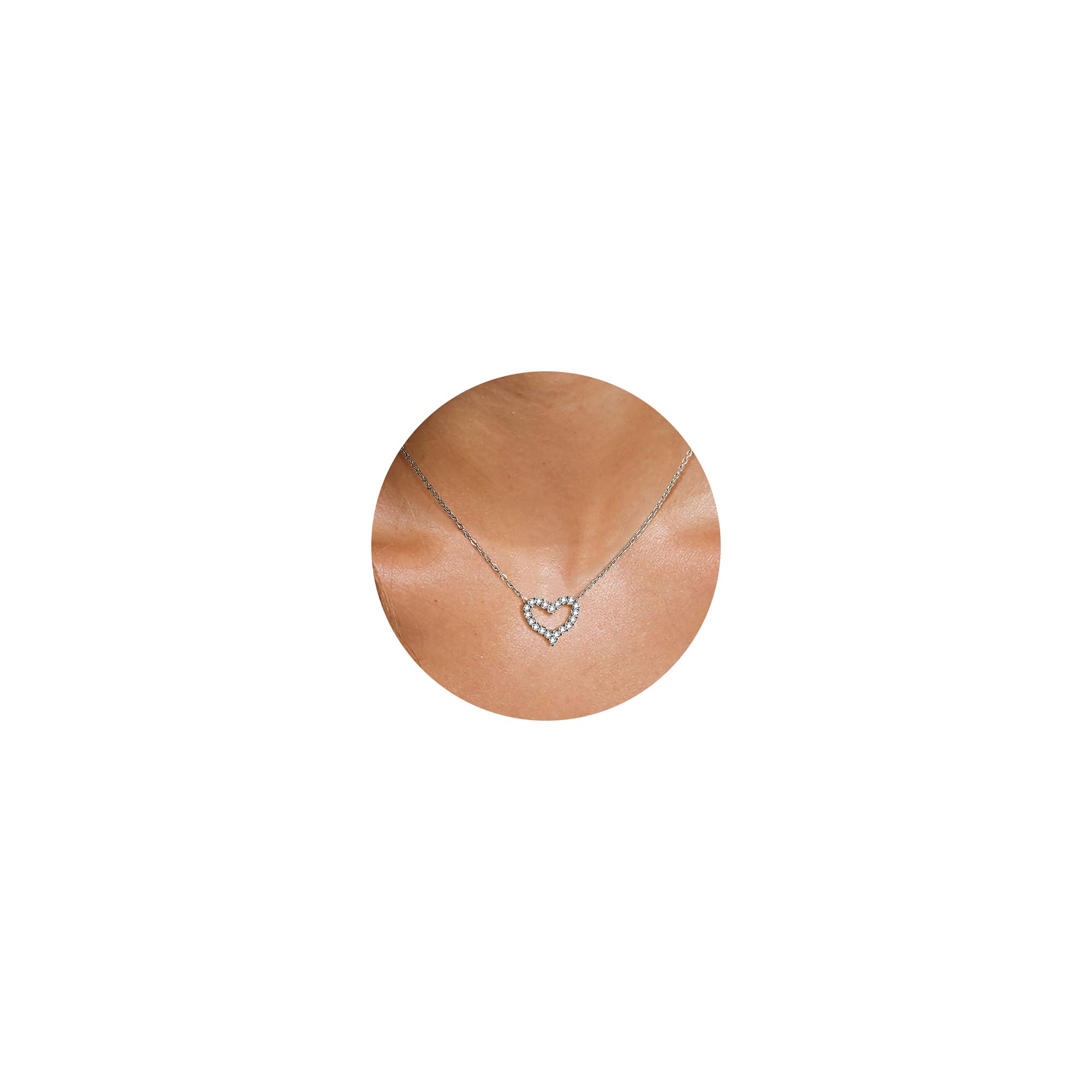 RMMD Herz Halskette Damen Geschenke für Frauen Mädchen - 18K Gold/Weißgold Vergoldet Herzkette Halskette Kette Damen Geburtstag Teenager Mädchen Geschenke für Frauen Mama Freundin Geschenk