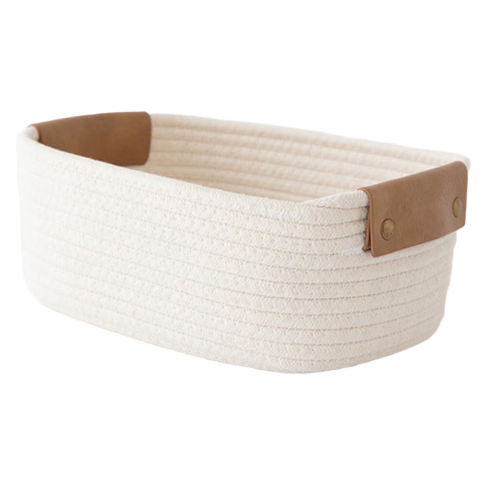 UDSKNV[KSL Household Small Object Storage Basket Multi-Functional Woven Storage Basket for Snacks Sundries Desktop Use B
