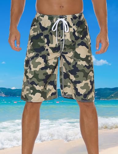 Men's Athletic Beach Swimming Shorts Hawaiian Walking Trunks with Pocket