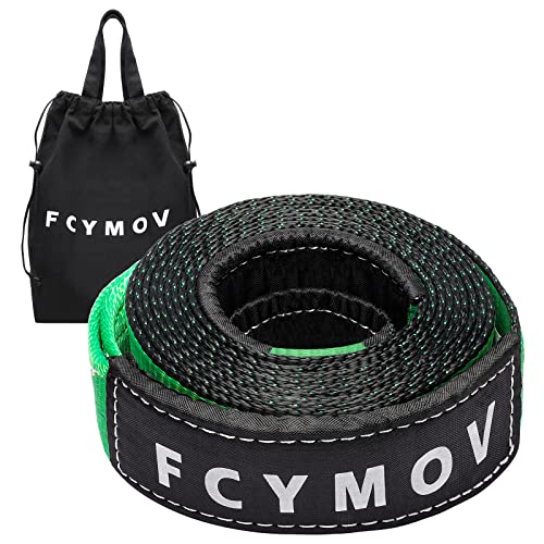 FCYMOV Heavy Duty Recovery Tow Straps (3' x 20'), 31,518 lb Break Strength, Offroad Straps with Triple Reinforced Loop- Emergency 4x4 Off Road Towing Rope, Premium Draw String Bag Included