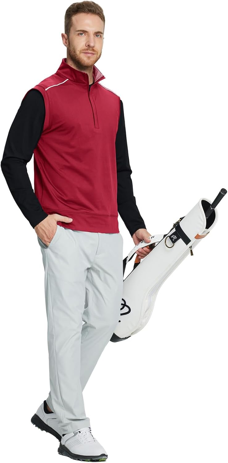 Rouen Mens Vests Outerwear Lightweight Moisture Wicking Midlayer Sleeveless Sports Golf Quarter Zip Pullover Mens Vest - Image 2