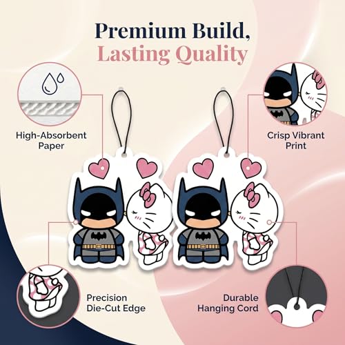 Image of PumpCar 2 pieces Battey cute cat double-sided hanging cartoon Vanilla-scented funny car air freshener Cool spider bat hanging for rearview mirror Interior Accessories Gifts