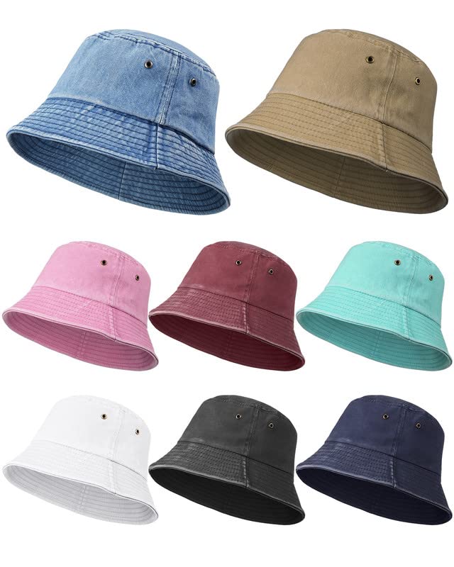 Geyoga 8 Pack Cotton Bucket Hat