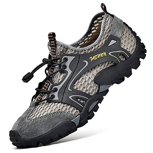 Zapatillas de Agua para Senderismo para Hombre Zapatillas New Balance Zapatos para Hombre de Secado rpido Malla Ligera Transpirable Zapatos Impermeables para Correr al Aire Libre (45 EU, Gris)